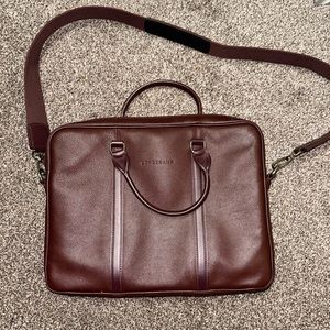 Longchamp leather briefcase bag with removable shoulder strap